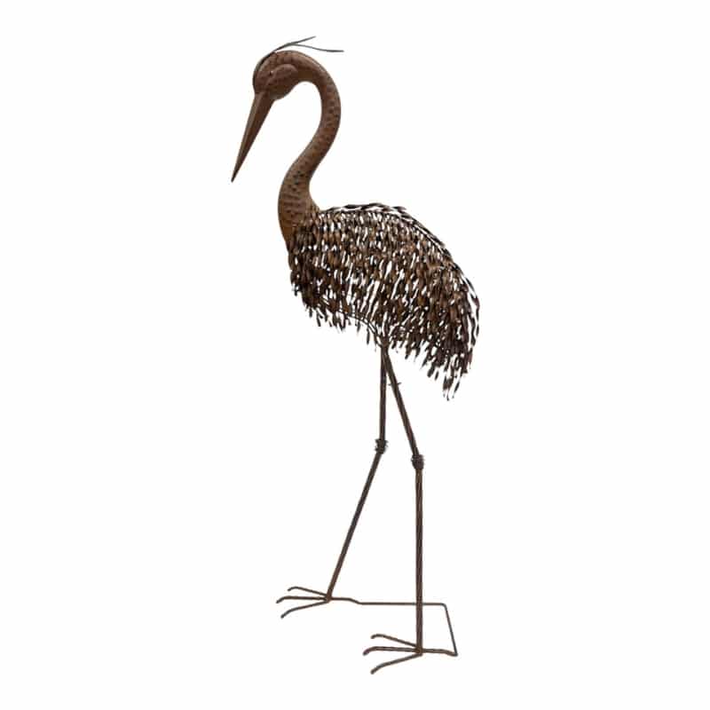 Rust Crane Bird 'Looking Down' Statue 102cm