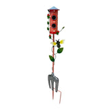 Colourful Birdhouse Stake w Gardenfork 91cm
