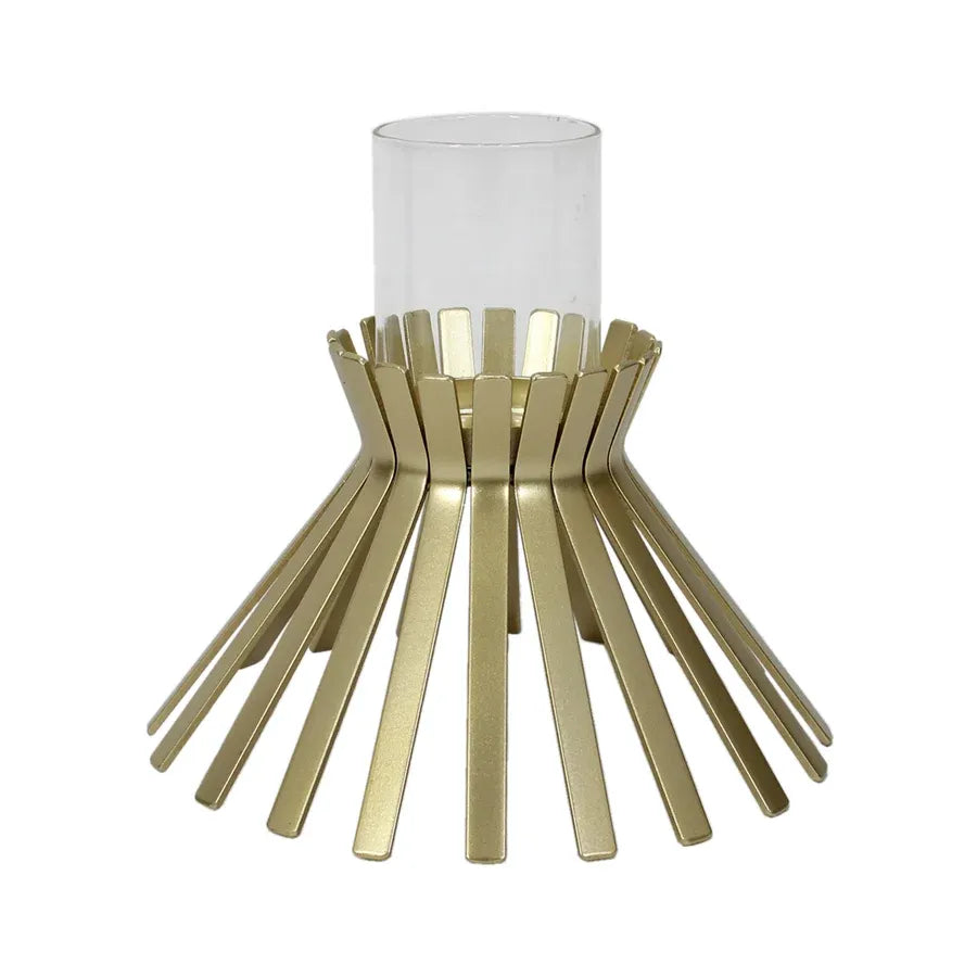 Aura Slatted Pillar Candleholder 23x21cm