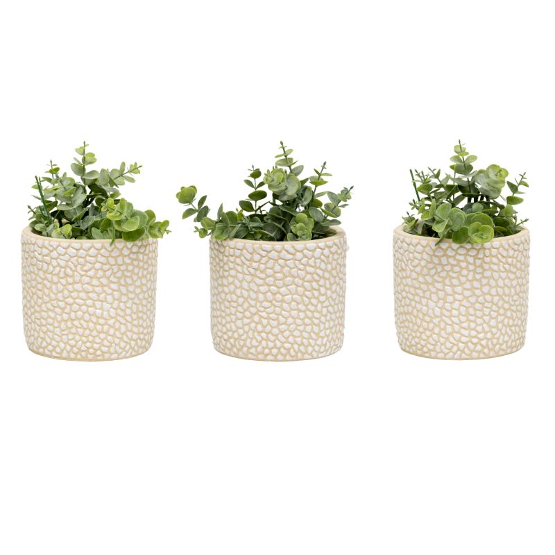 Set 3 Moulded Abstract Planters w Hole + Plug 14cm