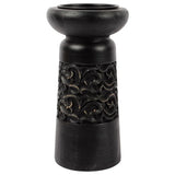 Nero Carved Pillar Candleholder 11x23cm