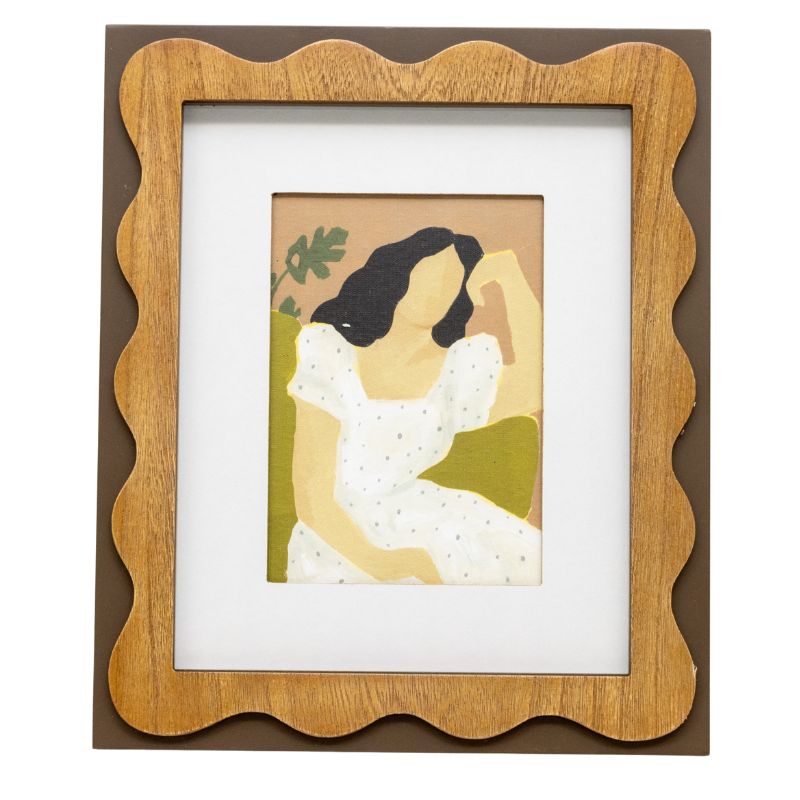 Sitting Lady in White Dress Framed Wall Art 36cm