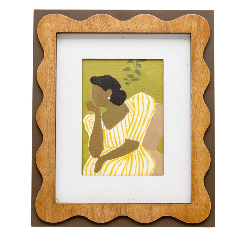 Sitting Lady in Striped Dress Frammed Wall Art 30cm
