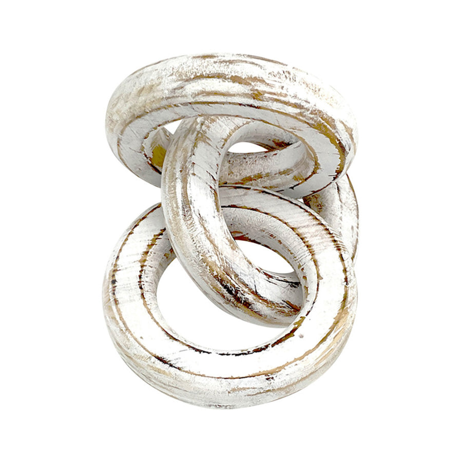 Chunky Whitewash Wood Circle Chain Link 26cm