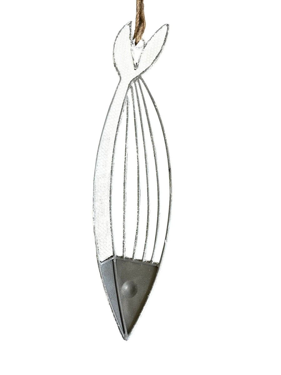 Hanging Fish Wall Decor W Rope 12x52cm