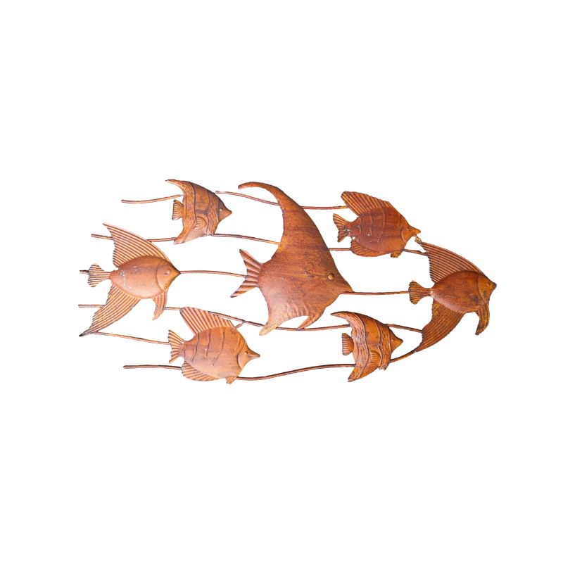 Rust School Of Fish Wall Art 90cm