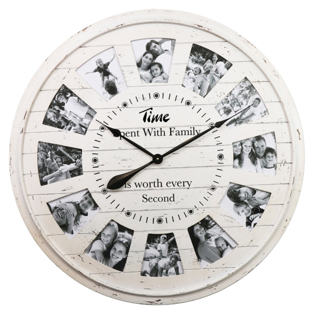 Large Round Wall Clock W Photo Frames 80cm