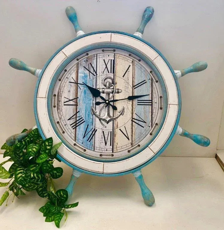Oversized Ships Wheel Wall Clock 73cm