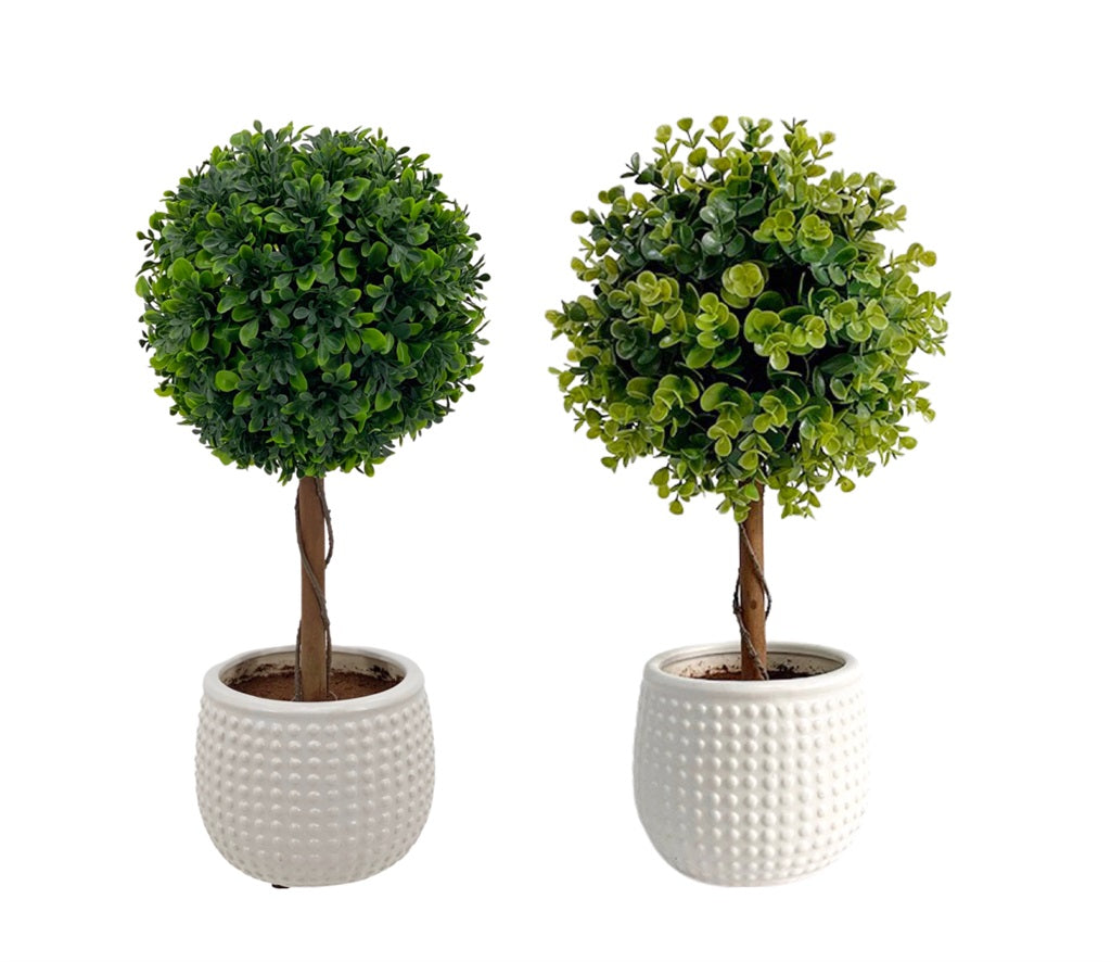 Set 2 Artificial Boxwood Topiary Ball in Ceramic Pot 46cm