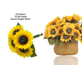 bulk 12 Artificial Sunflower Bunch 6 Flowers 30cm