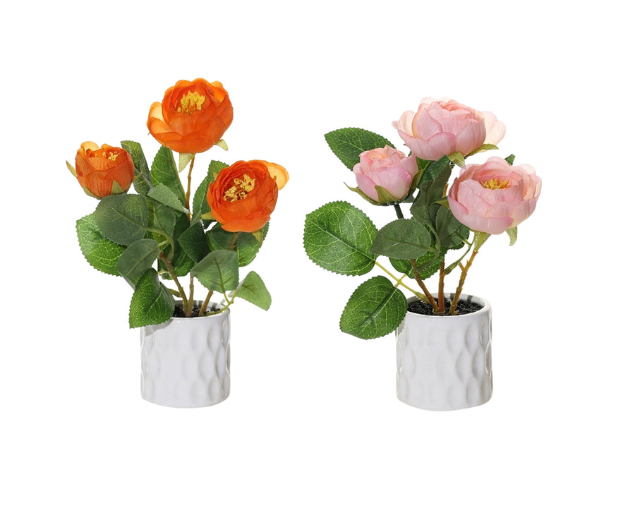 Set 2 Artificial Rose in Ceramic Pot 10x20cm