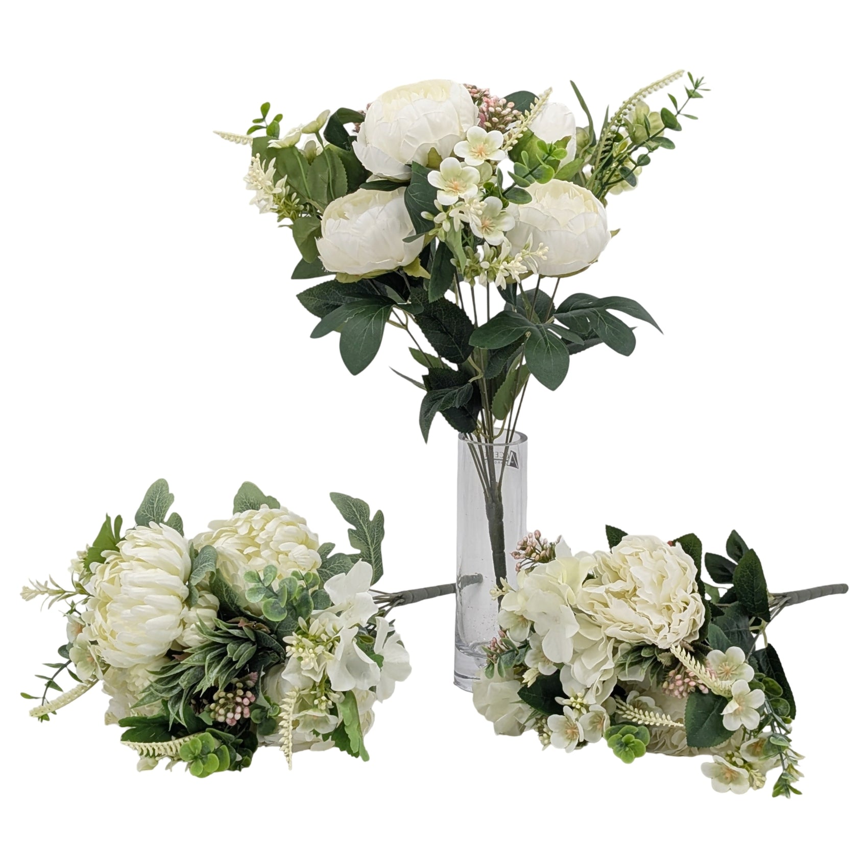bulk 12 Artificial Elegant White Floral Bunch 3 Asst 44cm