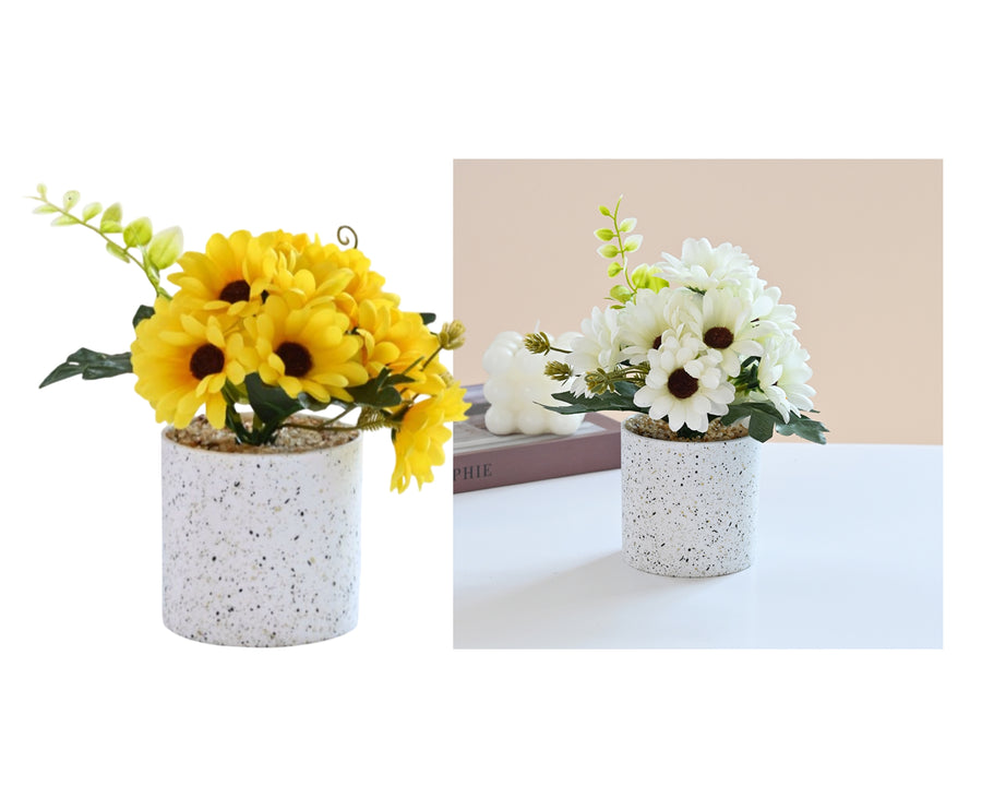 bulk 12 Artificial Sunflower In Pot Assort 20cm