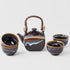 Tea Set 5pcs Tenmokku Bright Blue Glaze