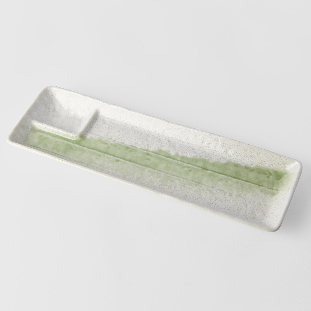 Dumpling Plate 33cm Green Brushstroke