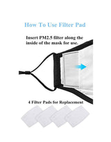 NEW Cotton Cloth Face Mask w 2 Filters Reusable Washable Adjustable 3Ply Black