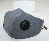 Cotton Cloth Face Mask w 2 Filters Reusable Adjustable 3Ply Grey