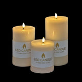 bulk 12 Reflection Led Pillar Candle Rustic White 15cm