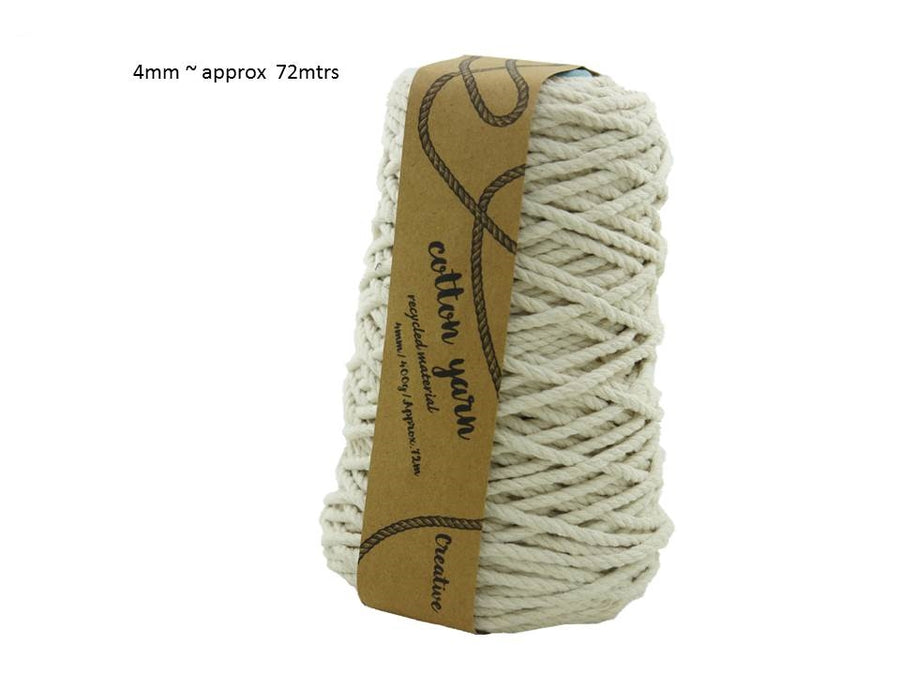 bulk 12 Macrame Cotton Yarn 72mtrs 4mm 400G Natural