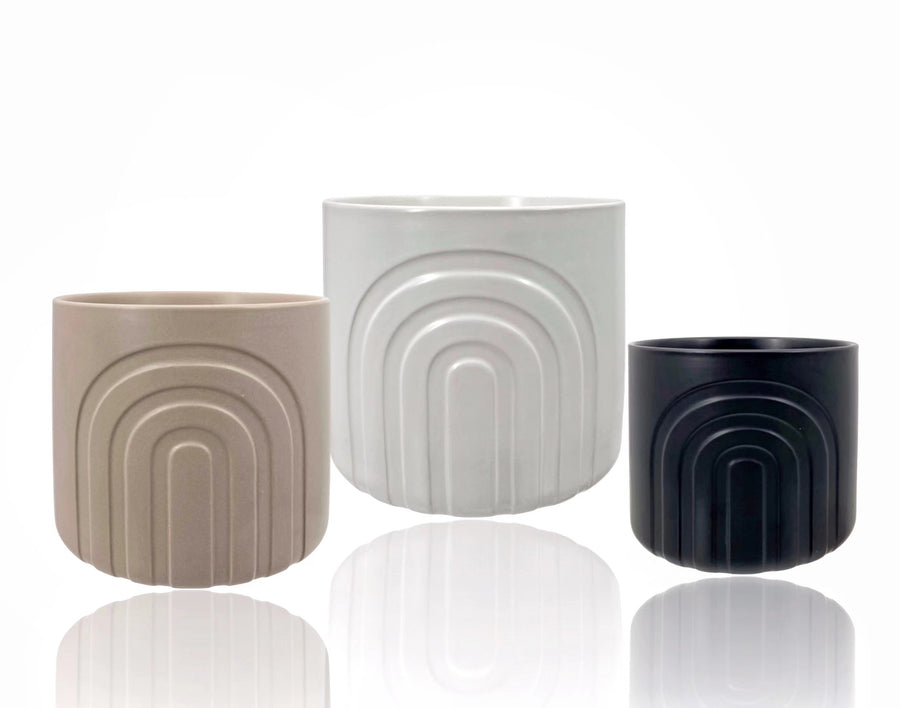 bulk 6 Boho Rainbow Ceramic Pot Assort 16cm
