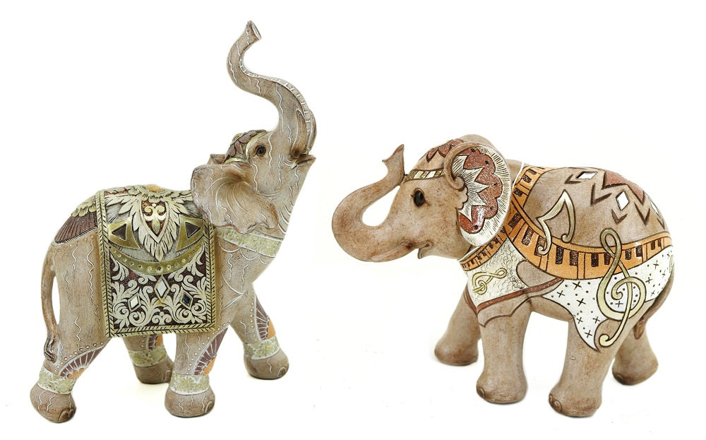 Set 2  Elephant Sculpture 21x28cm