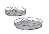 Set 2 Round Silver Mirror Tray 30cm