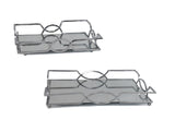 Set 2 Rectangle Silver Mirror Tray 31cm