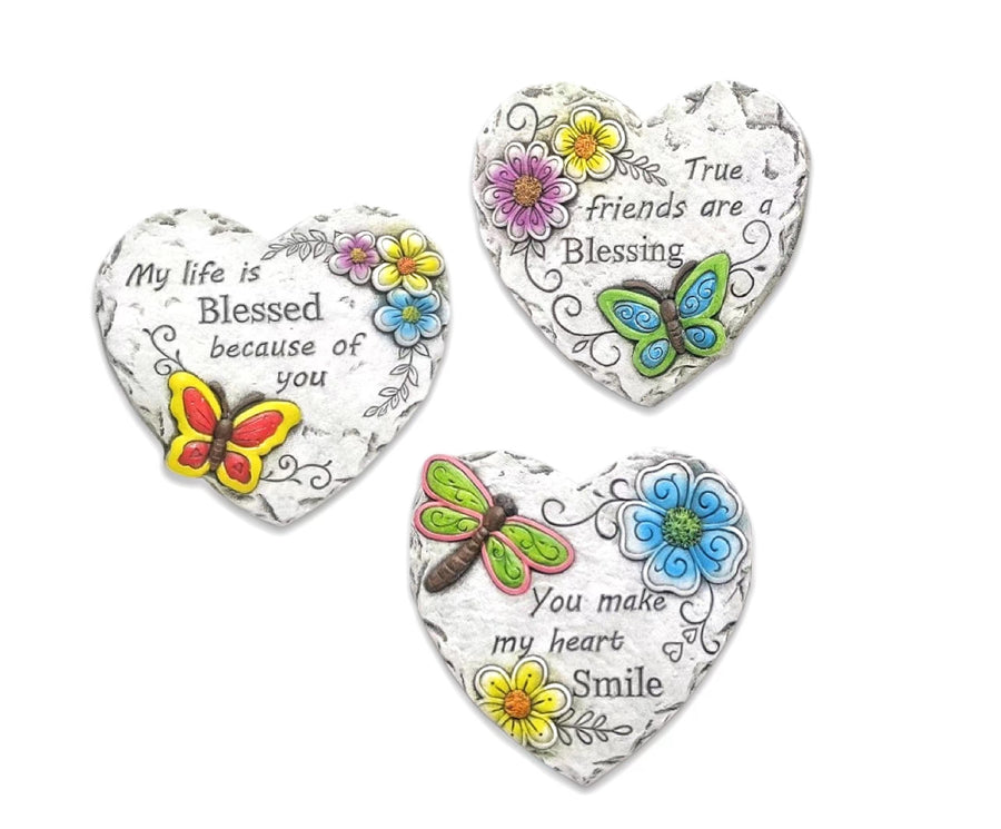 Set 3 Blessings on Concrete Heart Assort 25cm