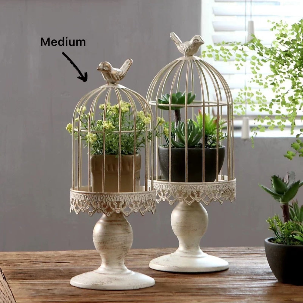 Medium Vintage Metal Birdcage Planter 32cm