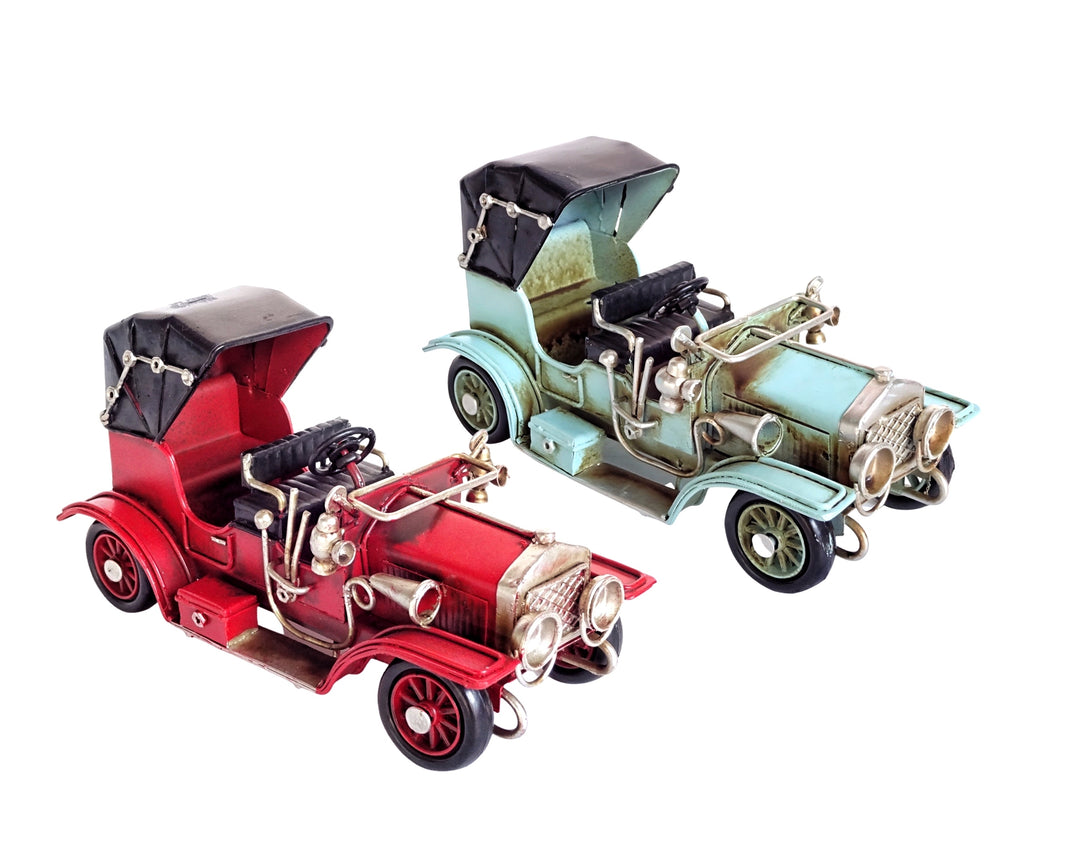 Set 2 Metal Car T Model Ford Look A Like 2 Assorted 16x8cm