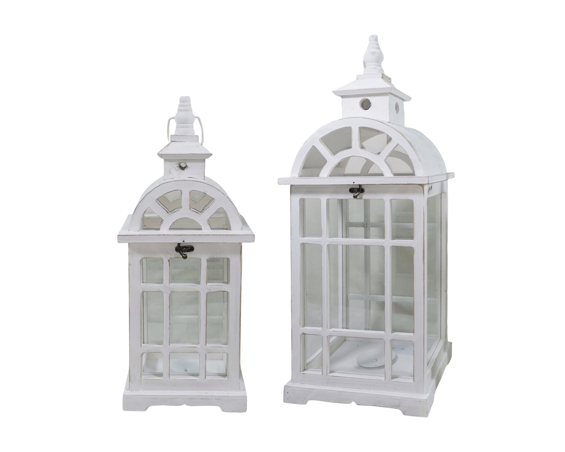 Set 2 Wooden Lantern w Metal Roof 67cm