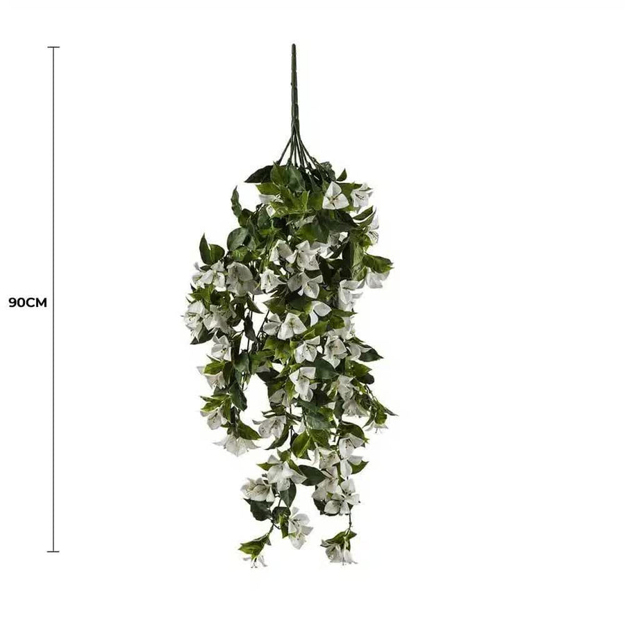 Hanging White Artificial Bougainvillea Plant UV Resistant 90cm