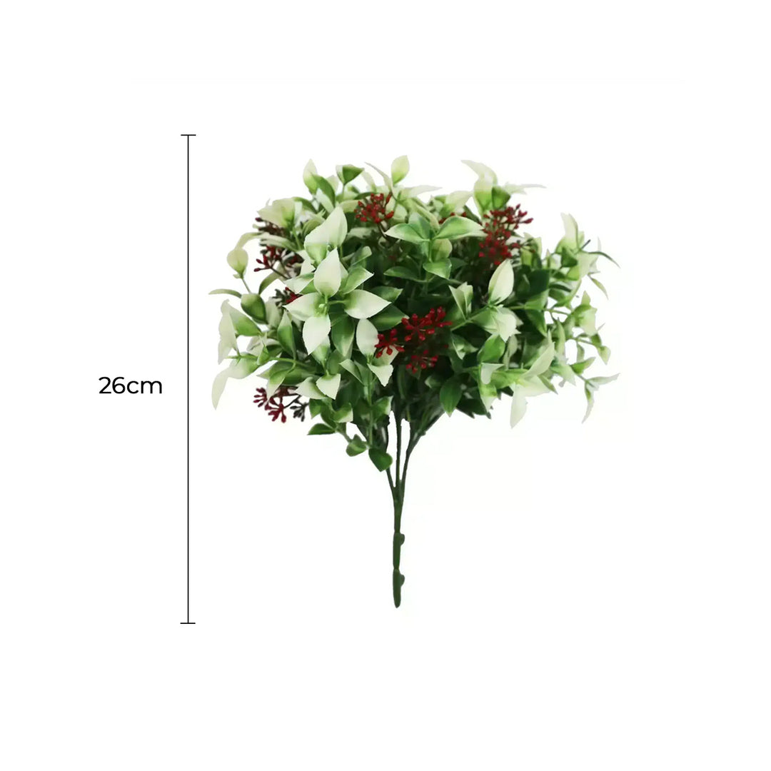 Artificial Flowering Holly Plant Stem UV Resistant 26cm