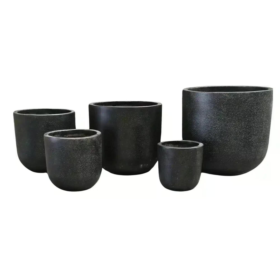 Modern Black Rounded Terrazzo Planters Set of 5 Bulk Savings