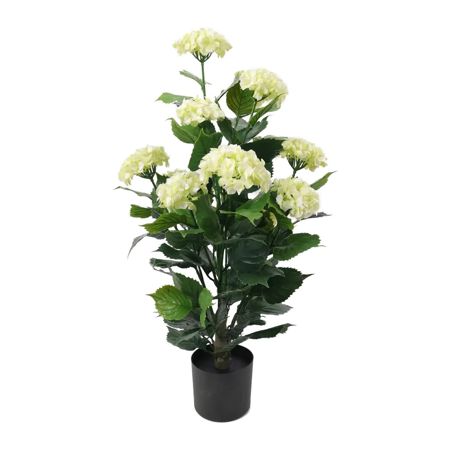 Premium Artificial Flowering White Hydrangea Tree 90cm UV Resistant