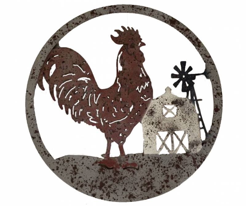 Rooster Metal Wall Art 72cm