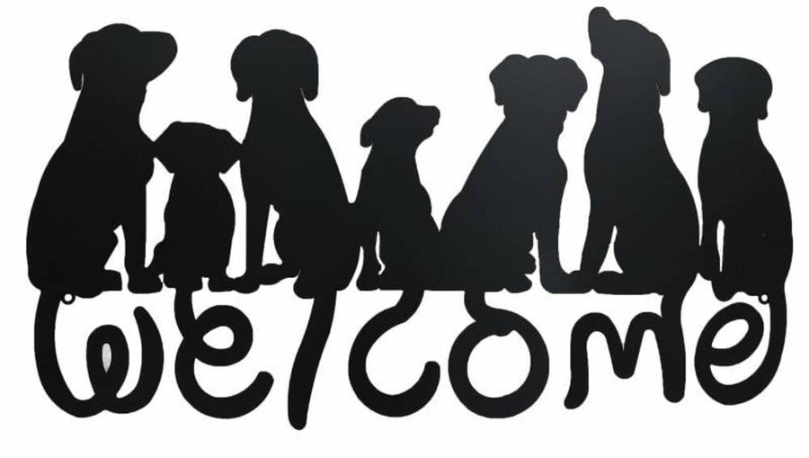 Welcome Dogs Metal Wall Art 71cm