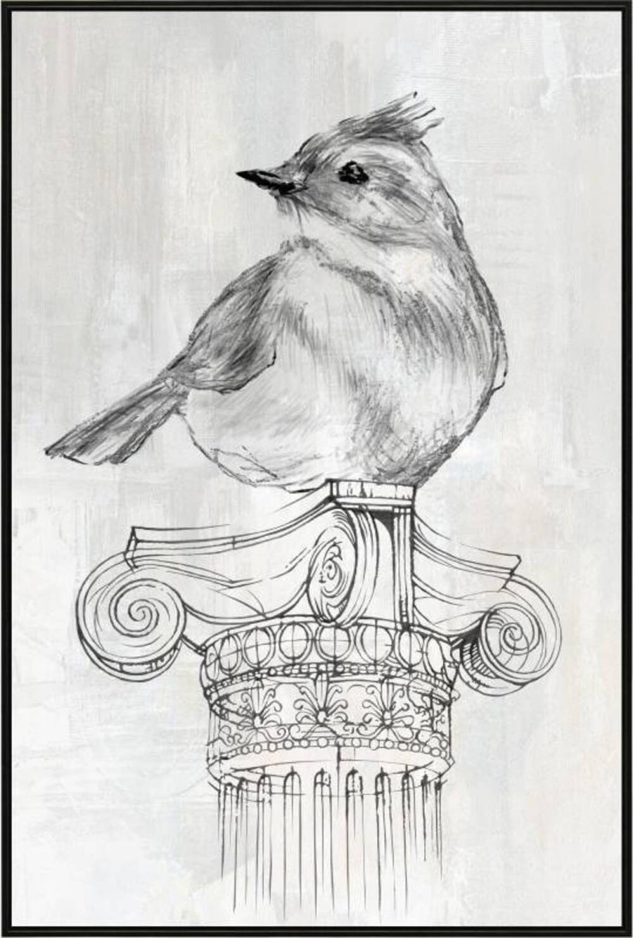 Bird on Column Framed Canvas 90cm