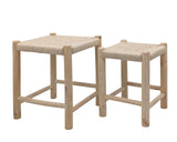 Set 2 Wooden Woven Rope Counter Stool 42cm