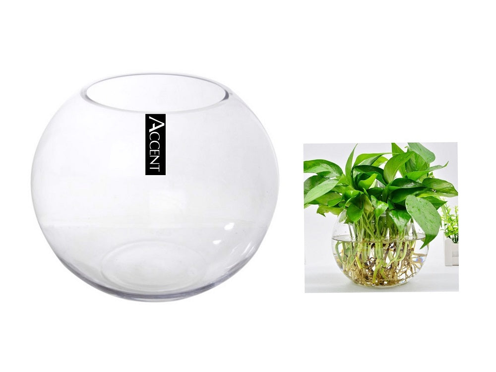 Glass Rose Round Fish Bowl 25x19cm