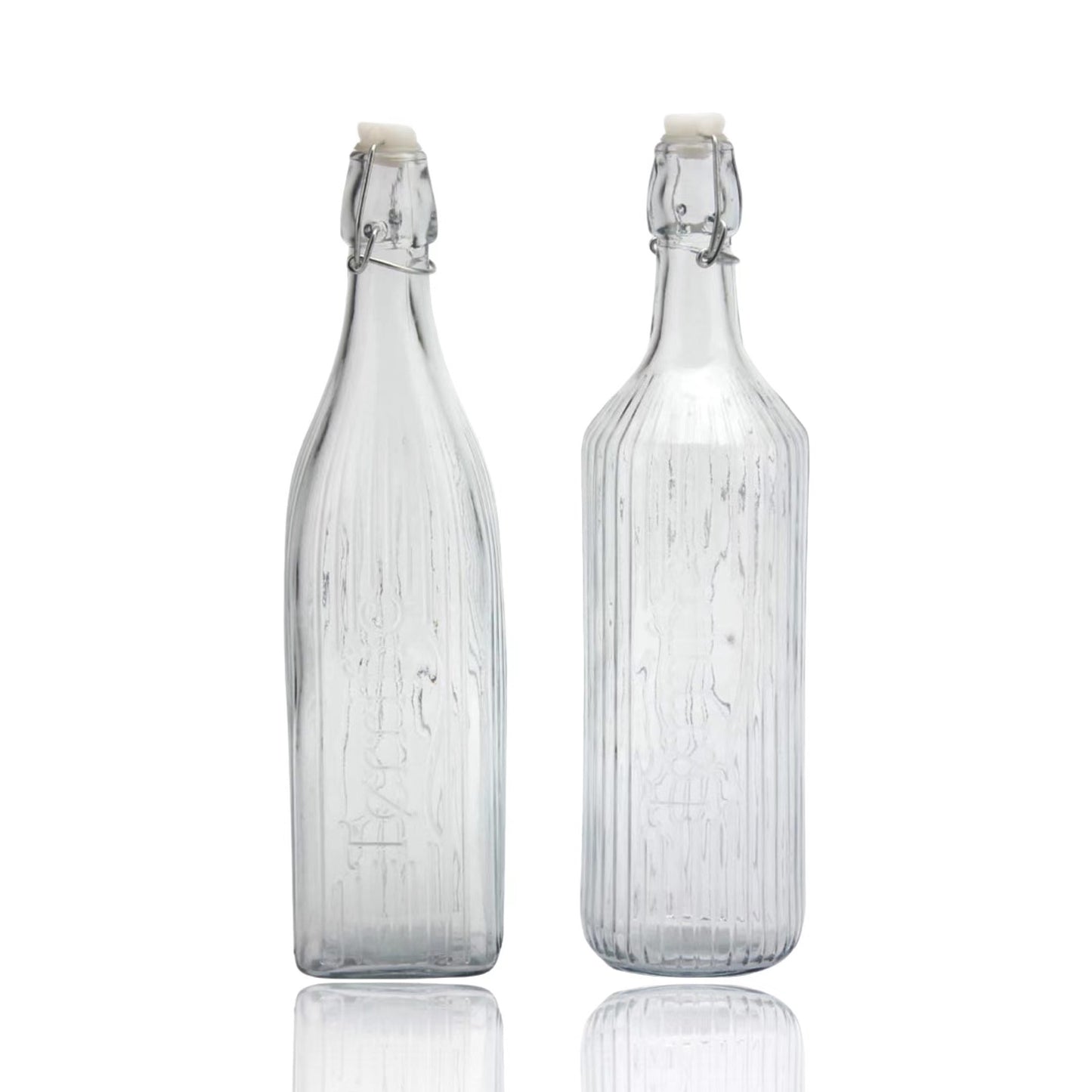 bulk 12 Clear Water Bottle Clip Top 1Lt 2 Assorted