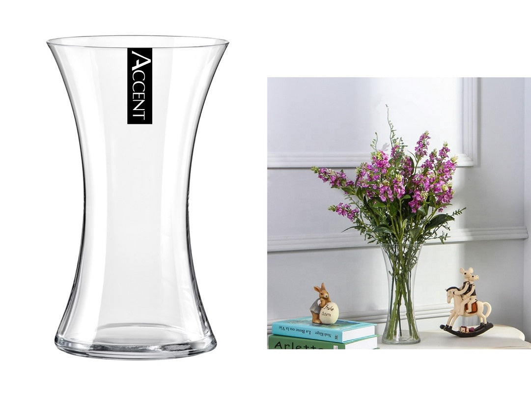 bulk 6 Glass Waisted Vase Flower 20cm