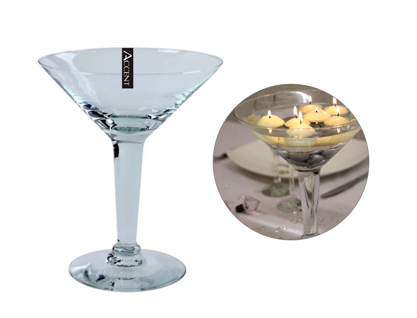 bulk 4 Glass Vase Martini 30cm