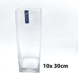 bulk 12 Glass Square Vase 30cm