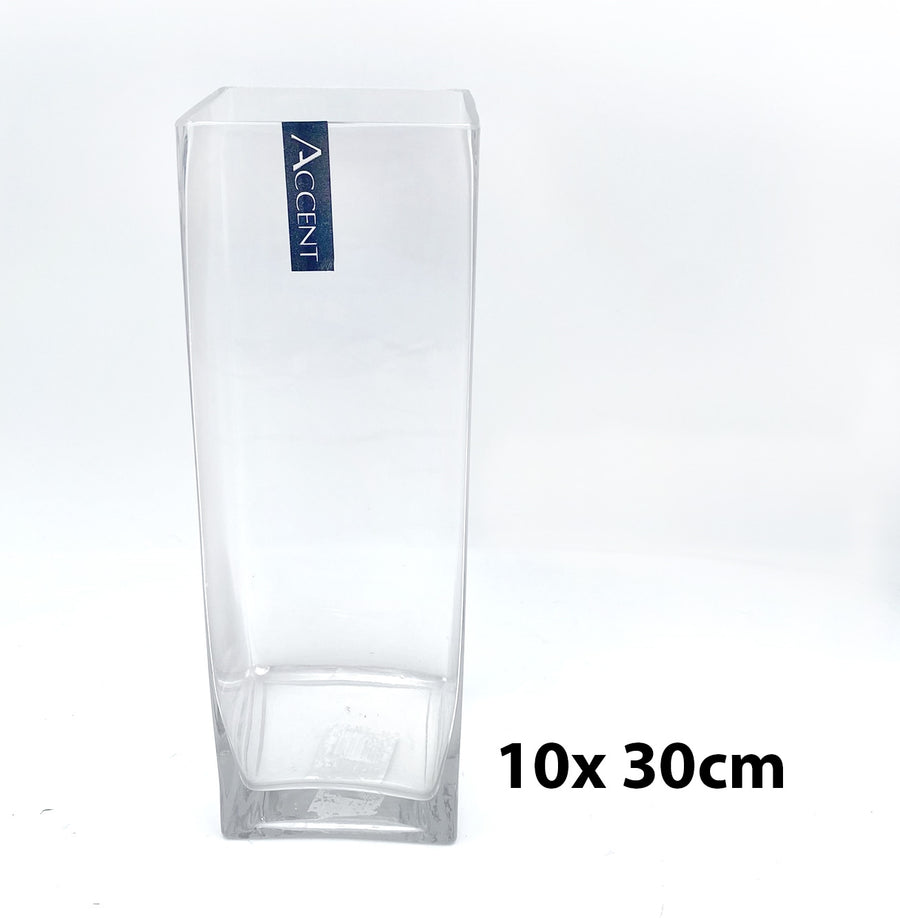 bulk 12 Glass Square Vase 30cm