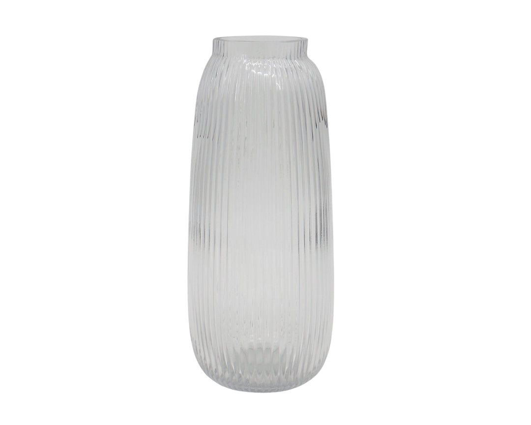 bulk 6 Clear Rippled Glass Vase Cone With Lip 7x30cm