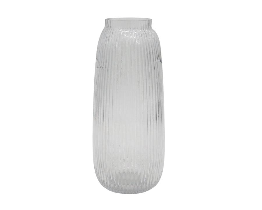 bulk 6 Clear Rippled Glass Vase Cone With Lip 7x30cm
