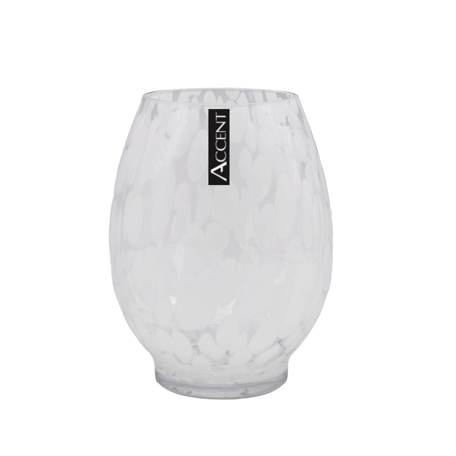 bulk 6 White Speckle Barrel Vase 20cm