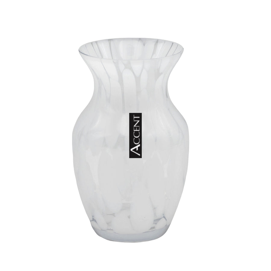bulk 6 White Speckle Flared Vase 20cm