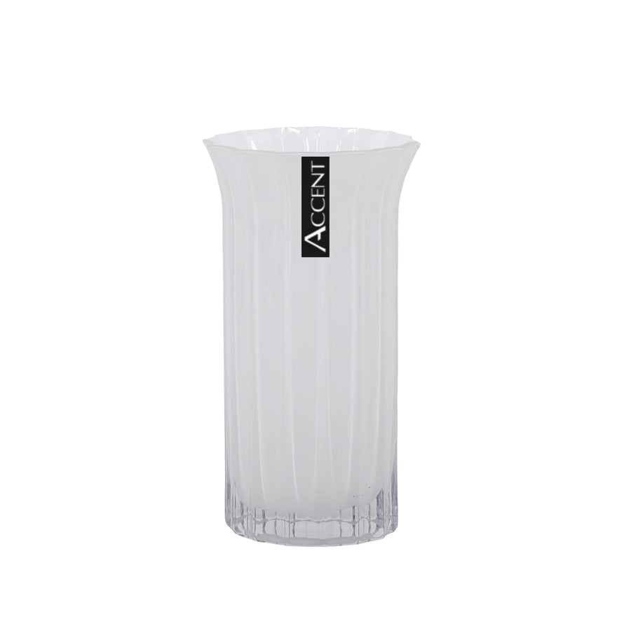 bulk 6 White Flared Ripple Vase 20cm